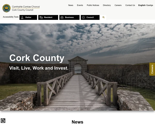 screenshot of Cork County Council website