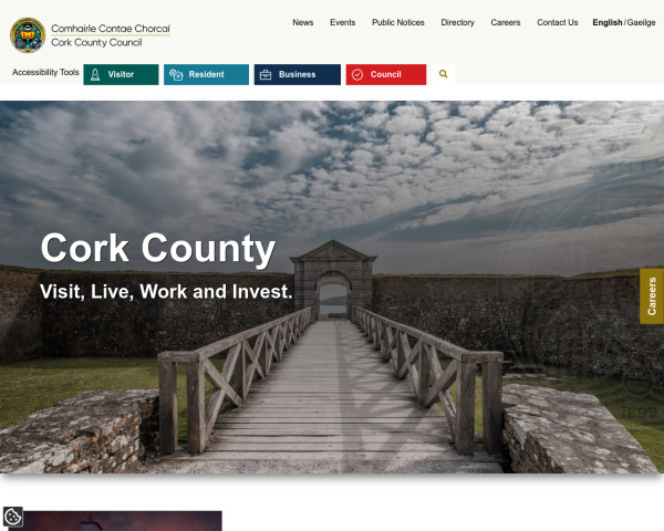 screenshot of Cork County Council website