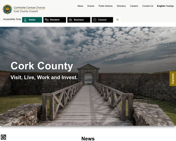 screenshot of Cork County Council website