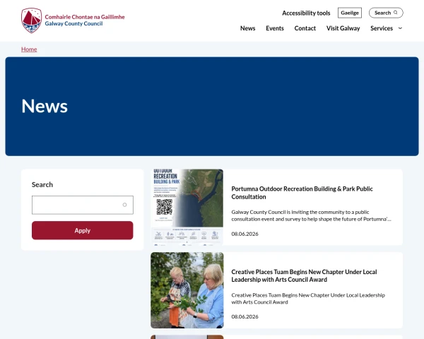 screenshot of Galway County Council website