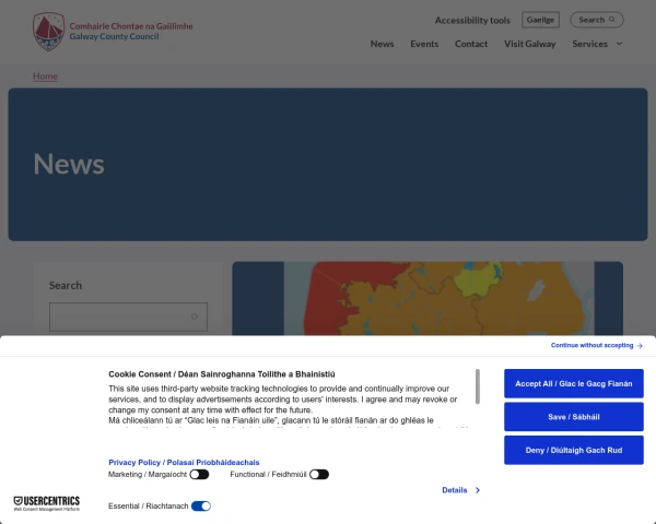 screenshot of Galway County Council website