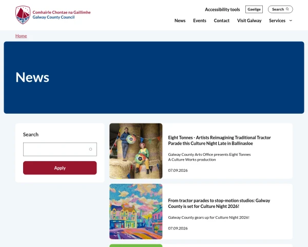 screenshot of Galway County Council website