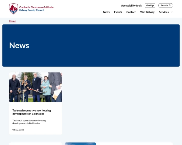 screenshot of Galway County Council website