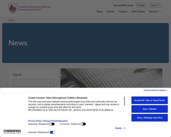 screenshot of Galway County Council website