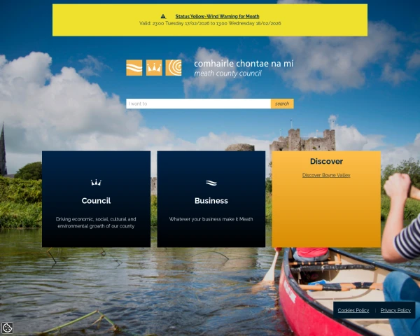 screenshot of Meath County Council website