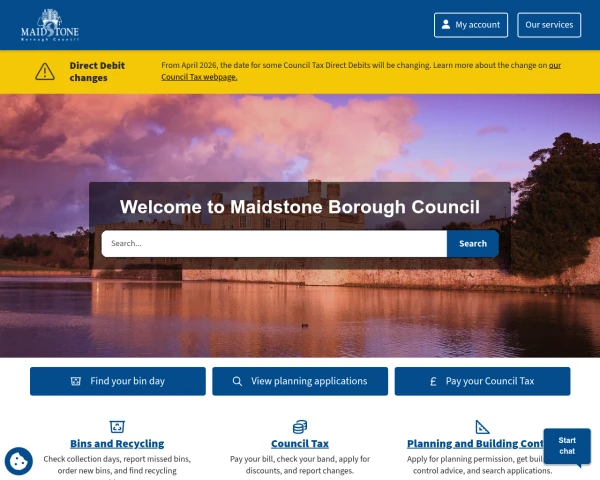 screenshot of Maidstone Borough Council website