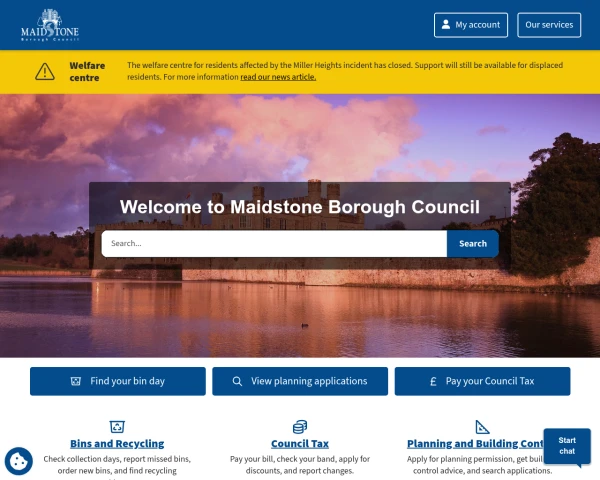 screenshot of Maidstone Borough Council website