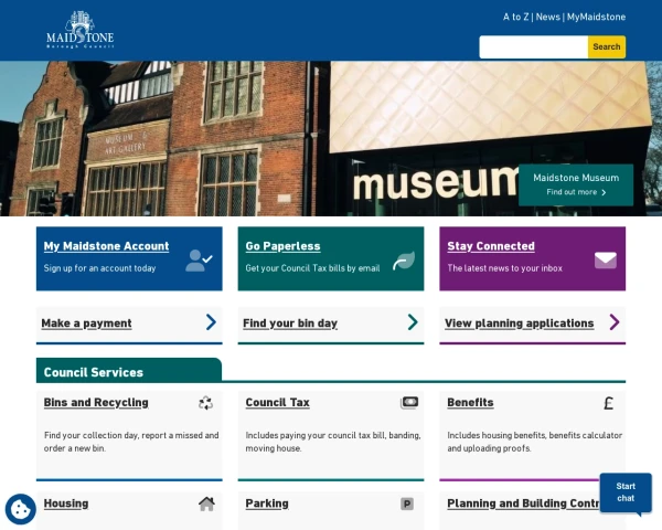 screenshot of Maidstone Borough Council website