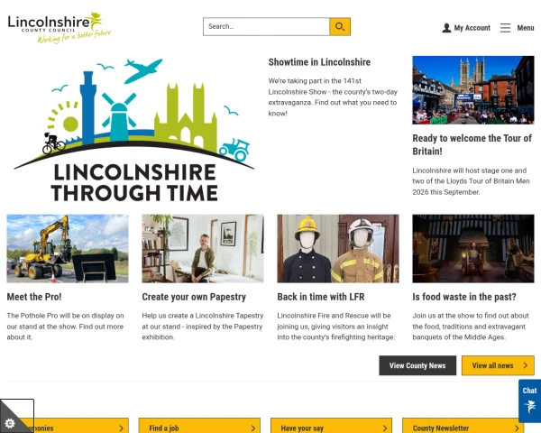 screenshot of Lincolnshire County Council website