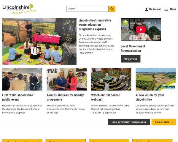 screenshot of Lincolnshire County Council website