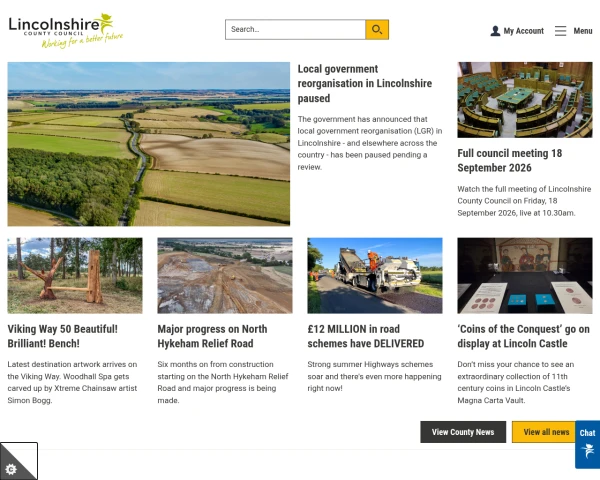 screenshot of Lincolnshire County Council website