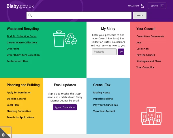 screenshot of Blaby District Council website