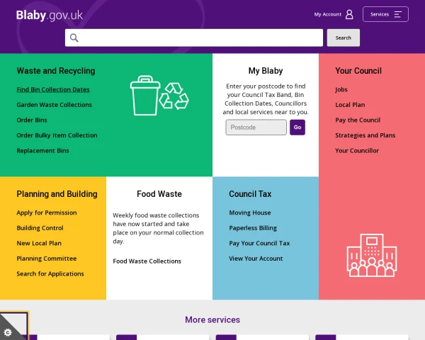 screenshot of Blaby District Council website