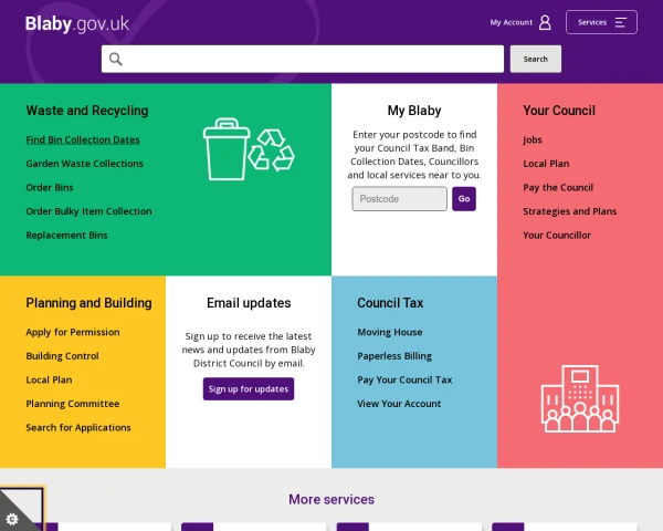screenshot of Blaby District Council website