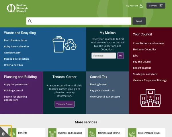 screenshot of Melton Borough Council website