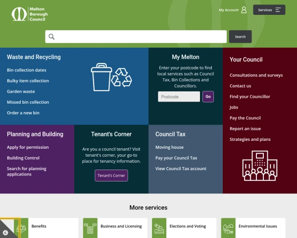 screenshot of Melton Borough Council website