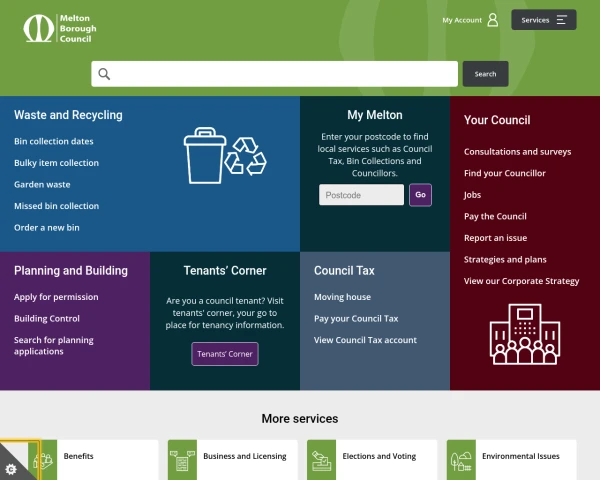 screenshot of Melton Borough Council website