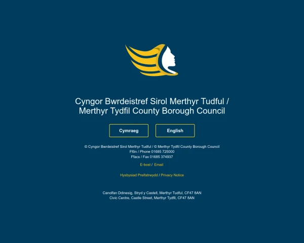 screenshot of Merthyr Tydfil Council website