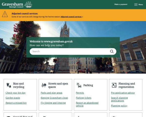 screenshot of Gravesham Borough Council website