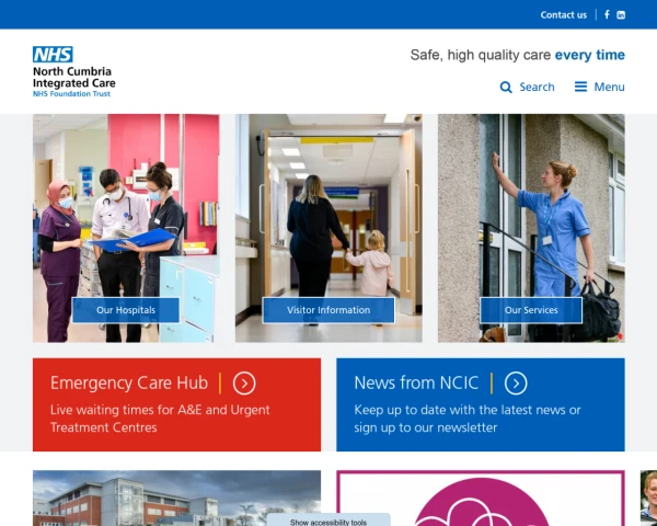 screenshot of North Cumbria Integrated Care NHS Foundation Trust website