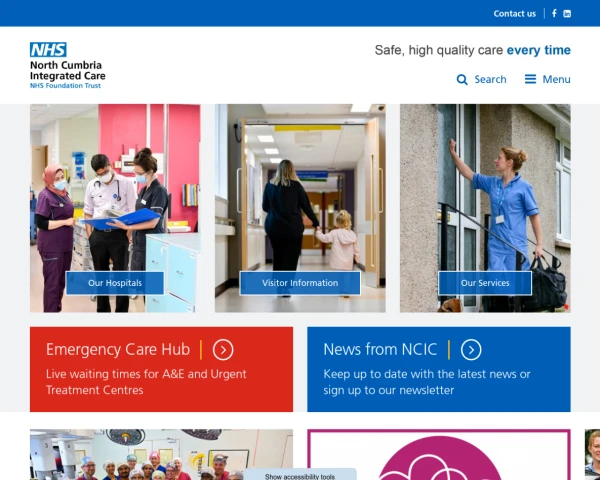 screenshot of North Cumbria Integrated Care NHS Foundation Trust website