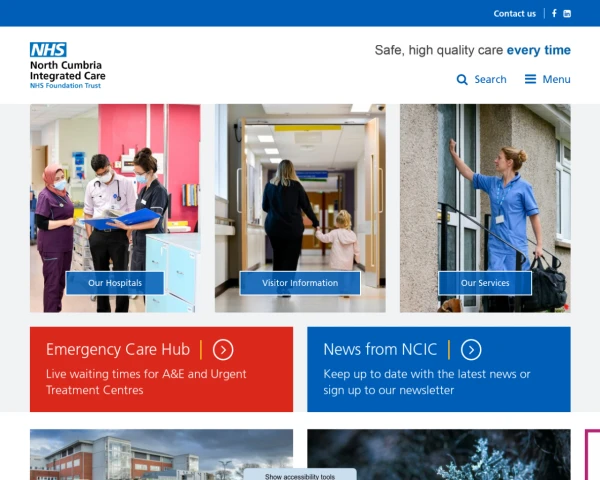 screenshot of North Cumbria Integrated Care NHS Foundation Trust website