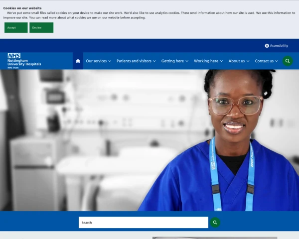 screenshot of Nottingham University Hospitals NHS Trust website