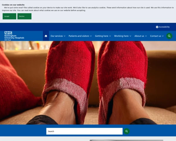 screenshot of Nottingham University Hospitals NHS Trust website