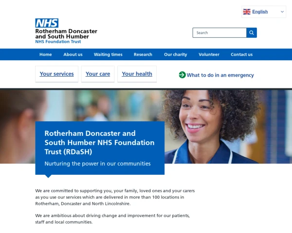 screenshot of Rotherham Doncaster and South Humber NHS Foundation Trust website