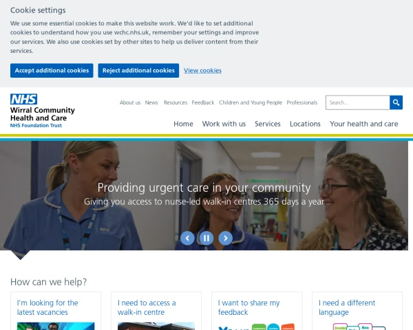 screenshot of Wirral Community NHS Foundation Trust website
