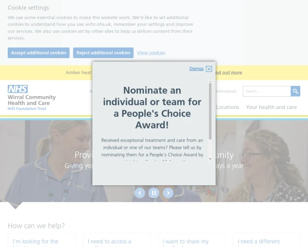 screenshot of Wirral Community NHS Foundation Trust website