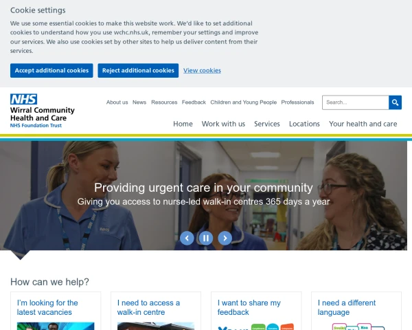 screenshot of Wirral Community NHS Foundation Trust website