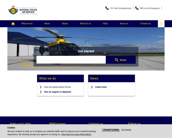 screenshot of National Police Air Service website