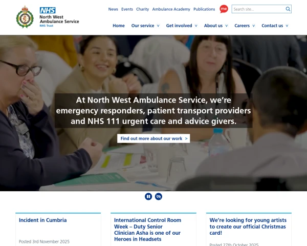 screenshot of North West Ambulance Service NHS Trust website