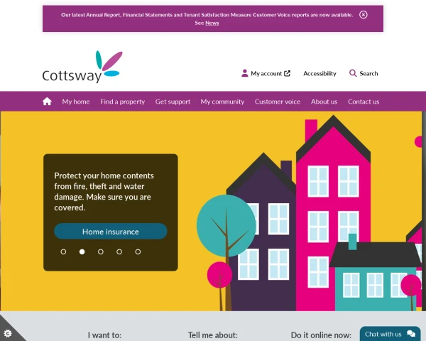 screenshot of Cottsway Housing Association Limited website