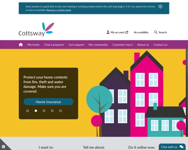 screenshot of Cottsway Housing Association Limited website