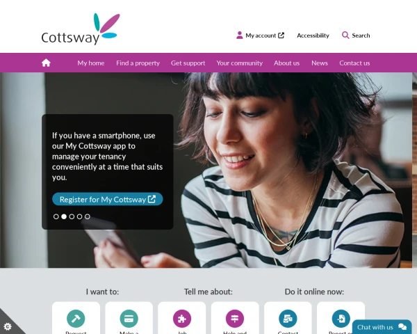 screenshot of Cottsway Housing Association Limited website