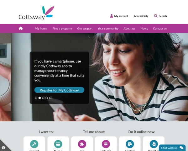 screenshot of Cottsway Housing Association Limited website