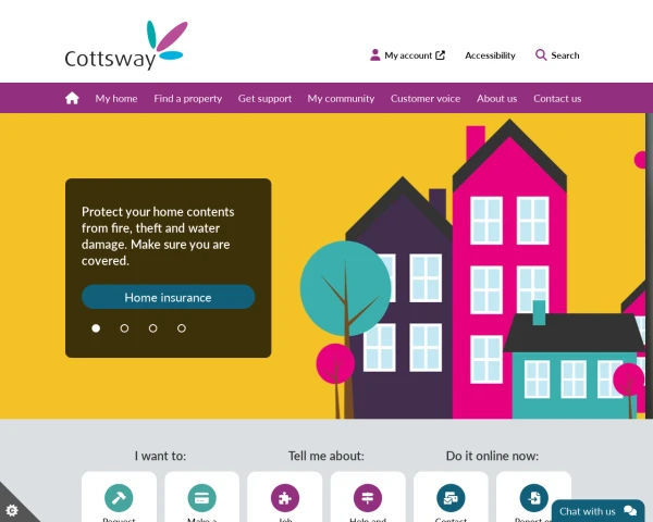 screenshot of Cottsway Housing Association Limited website