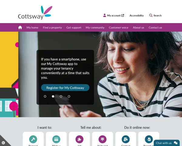 screenshot of Cottsway Housing Association Limited website