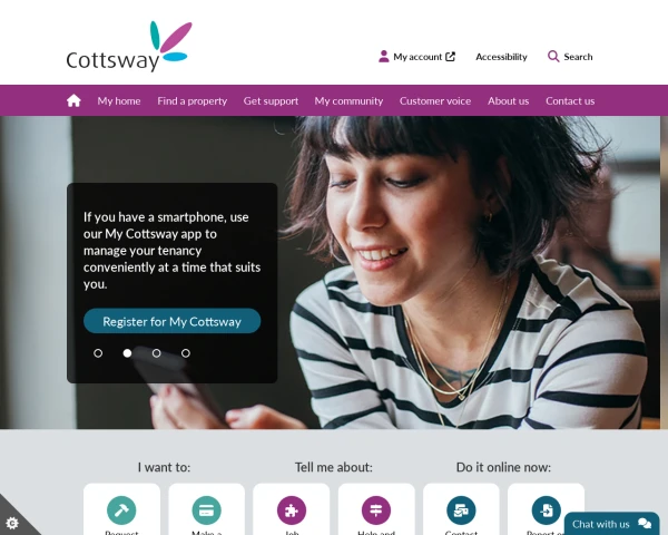 screenshot of Cottsway Housing Association Limited website