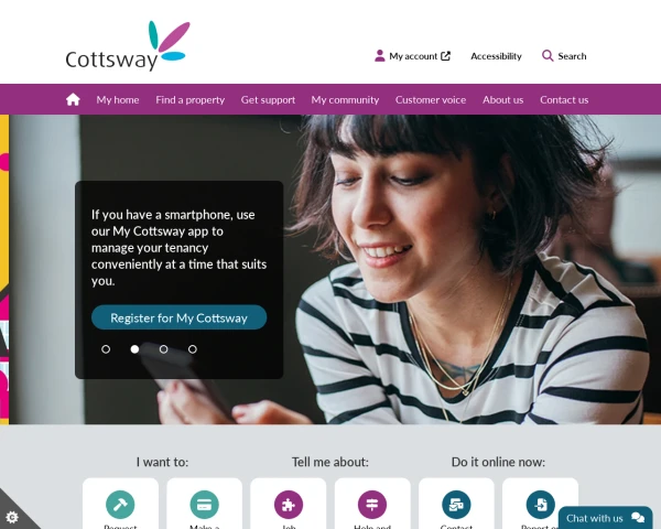 screenshot of Cottsway Housing Association Limited website