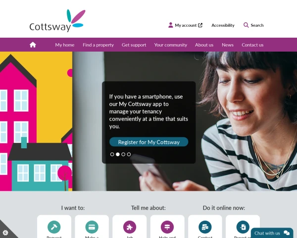 screenshot of Cottsway Housing Association Limited website