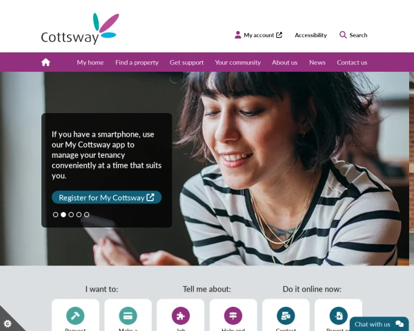 screenshot of Cottsway Housing Association Limited website