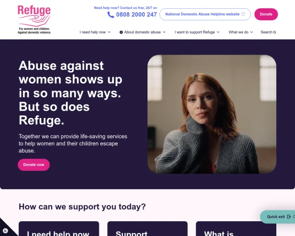 screenshot of Refuge website