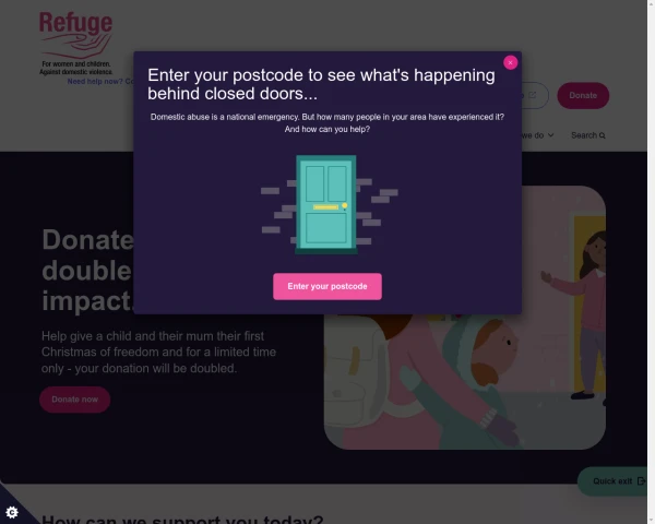 screenshot of Refuge website