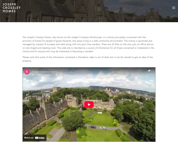 screenshot of Joseph Crossley's Almshouses website