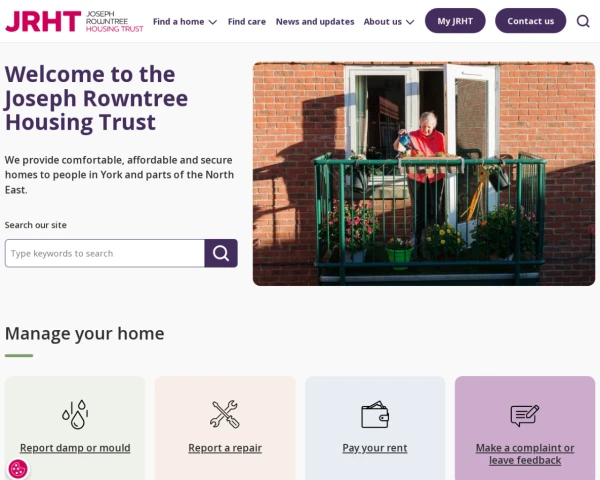 screenshot of Joseph Rowntree Housing Trust website