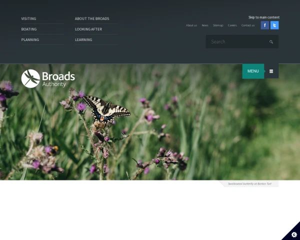 screenshot of Broads Authority website