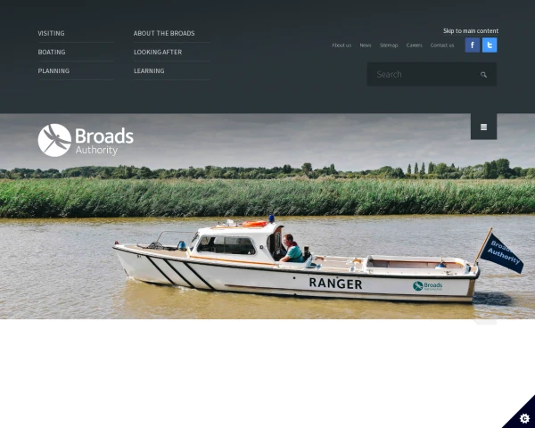 screenshot of Broads Authority website